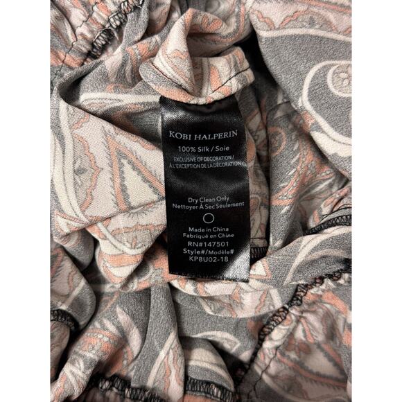 Kobi Halperin Jumpsuit Small Womens Silk Black & Orange Strapless Paisley - Picture 9 of 9